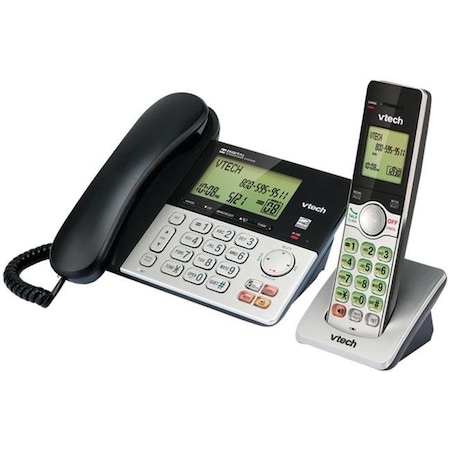 Vtech VTCS6949 Corded & Cordless 2-Handset Telephone System With Dual Caller ID; Black